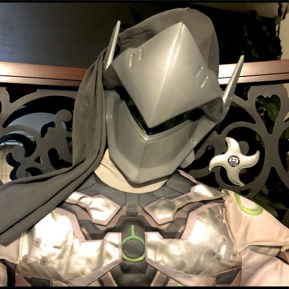 Genji Ninja Costume- padded muscle jumpsuit, kids M/L - Picture 2 of 9